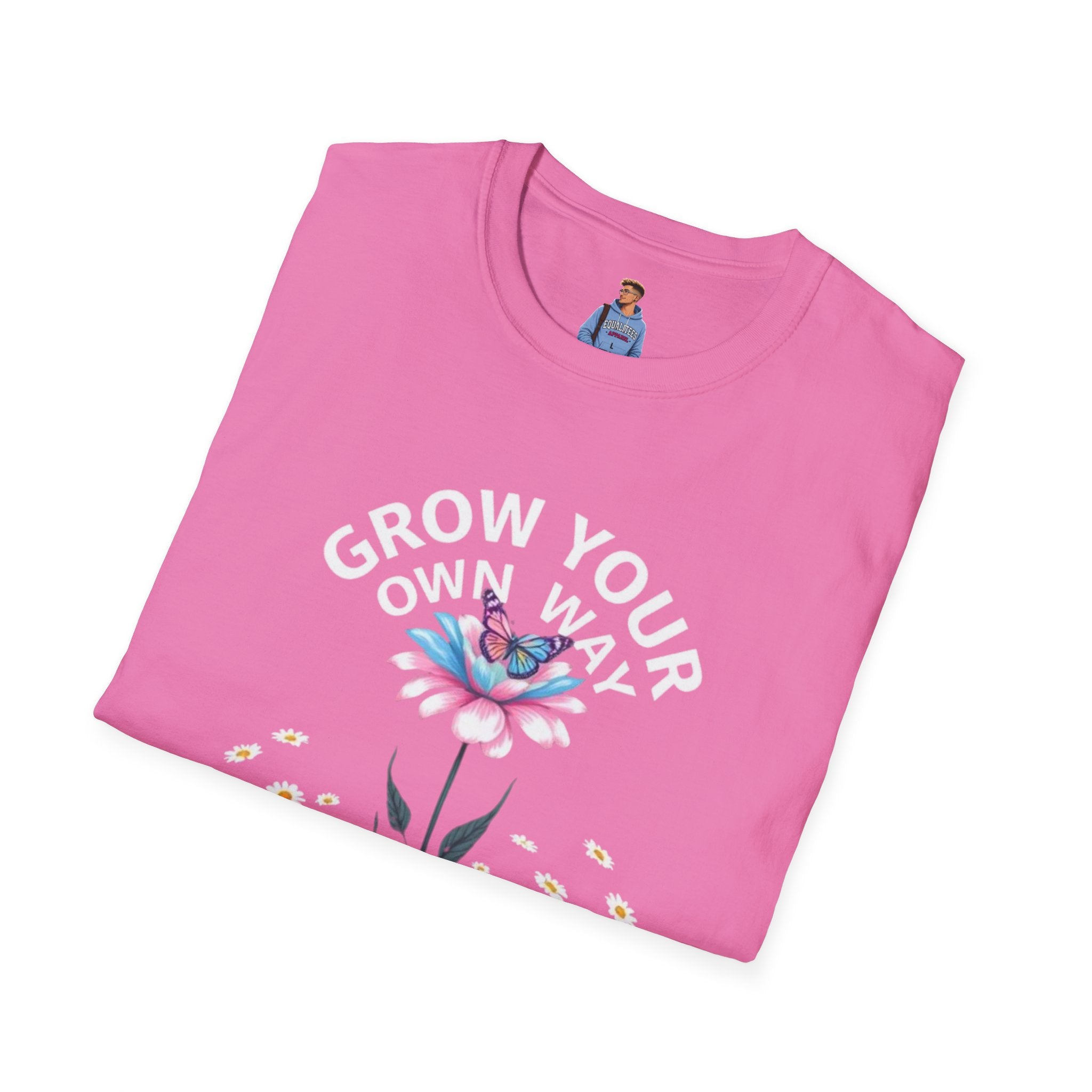 Grow Your Own Way Trans Pride Unisex T-Shirt - Floral Design for Garden Lovers