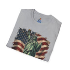 Statue of Liberty Stepping on MAGA American Flag T-Shirt — Patriotic USA Independence Day Tee