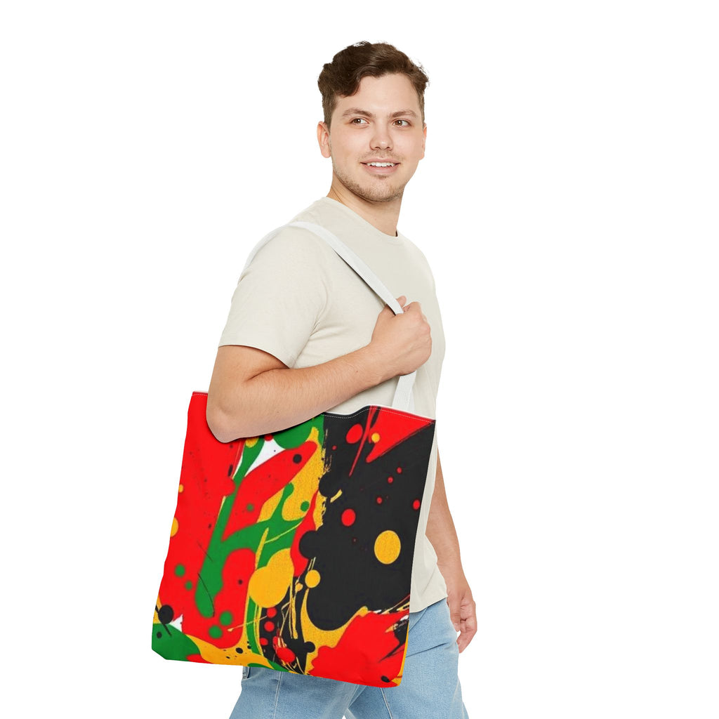 Green, Red Yellow Paint Splatter Tote Bag