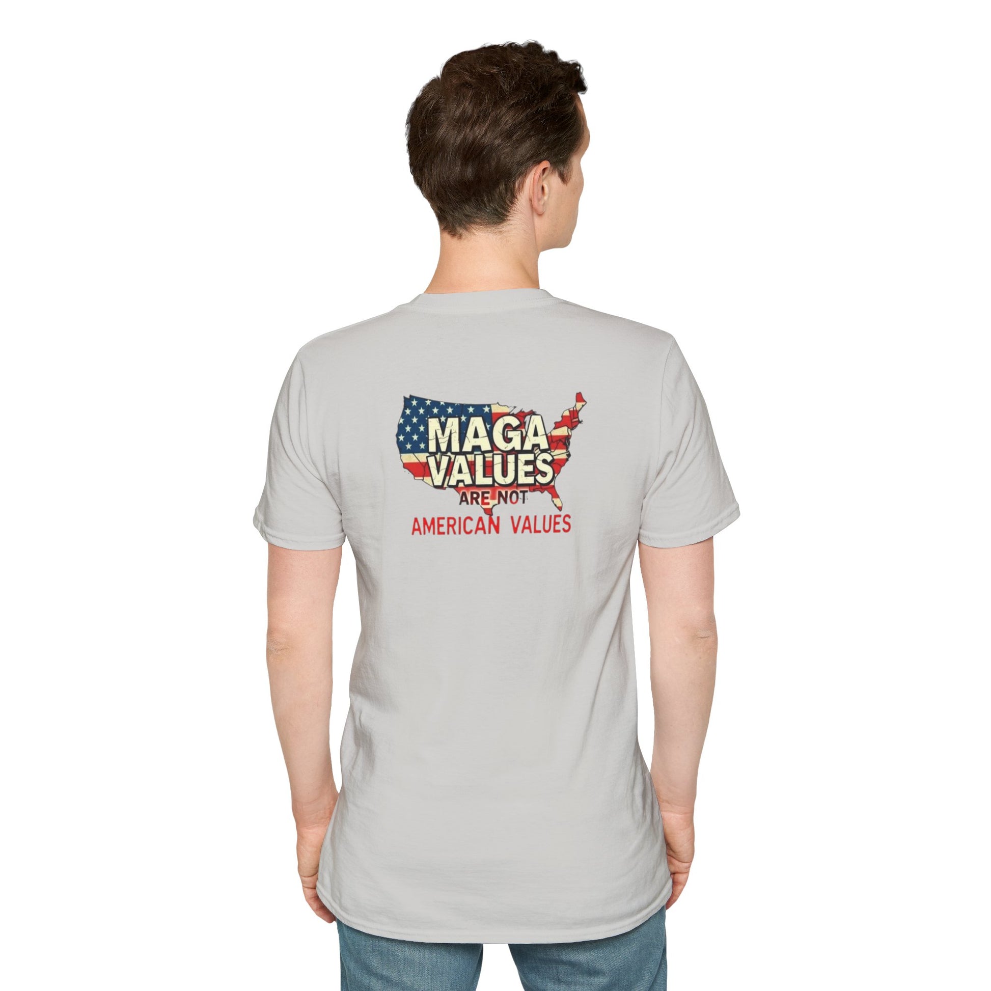 Unisex Softstyle T-Shirt - 'Patriots Don't Vote for Traitors' with USA Flag Design