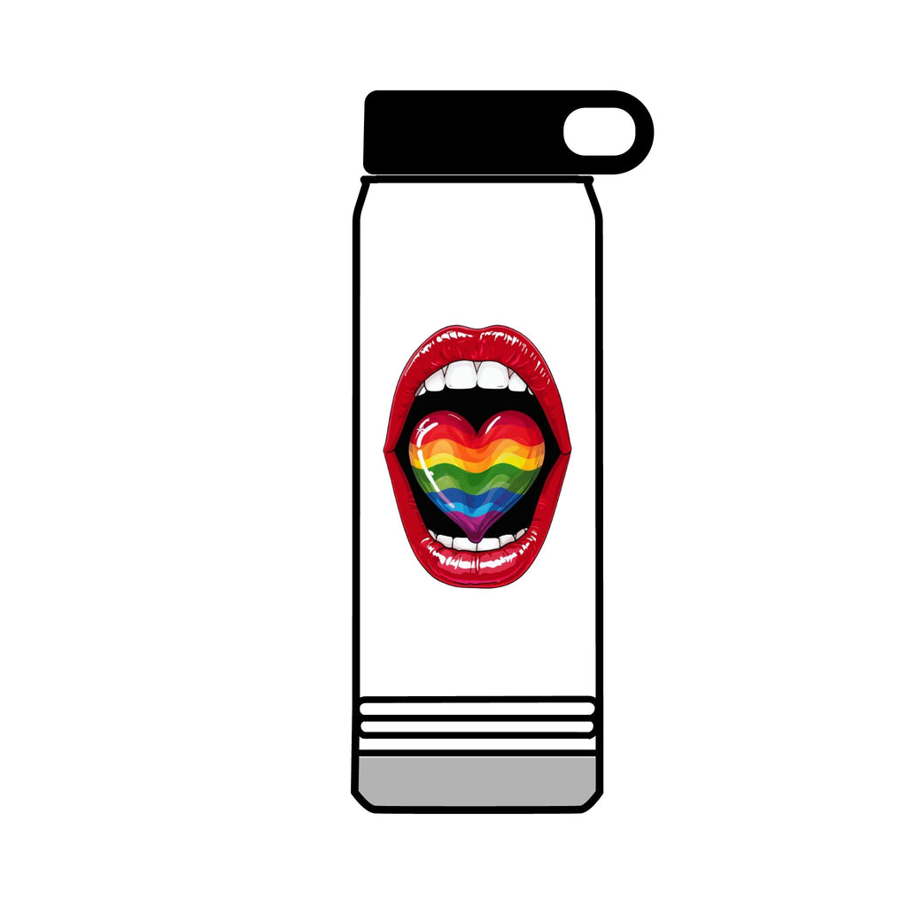 Rainbow Heart  Tongue 32oz Water Bottle - LGBTQ+ Pride Water Flask