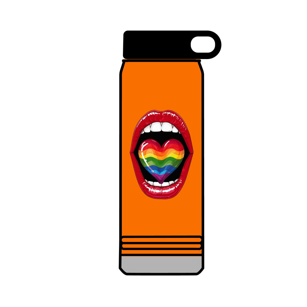 Rainbow Heart  Tongue 32oz Water Bottle - LGBTQ+ Pride Water Flask