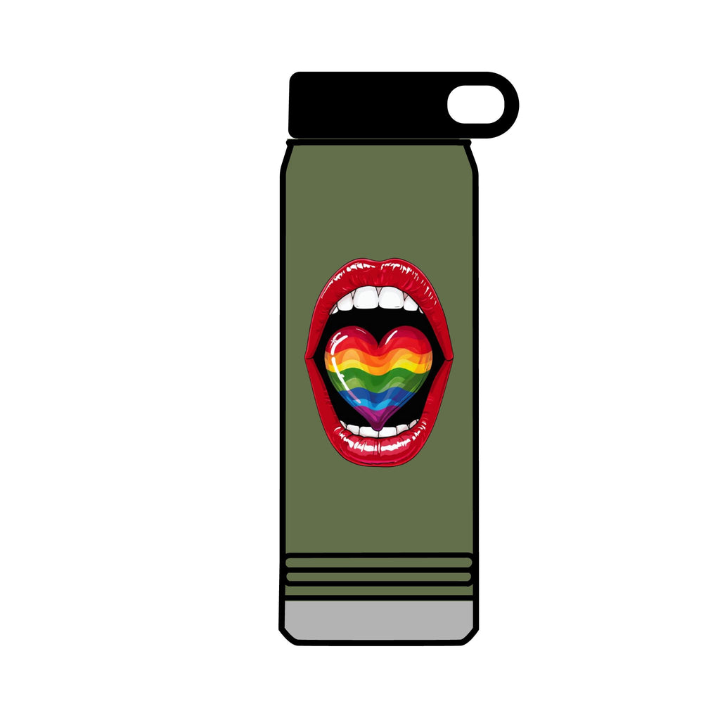 Rainbow Heart  Tongue 32oz Water Bottle - LGBTQ+ Pride Water Flask