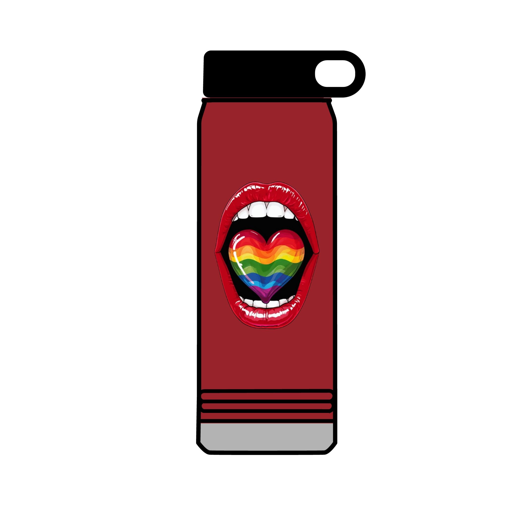 Rainbow Heart  Tongue 32oz Water Bottle - LGBTQ+ Pride Water Flask