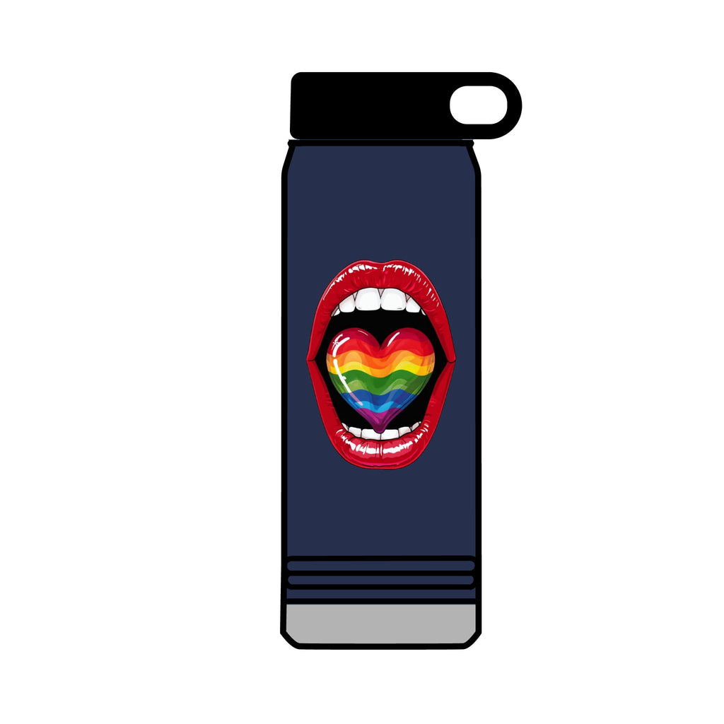 Rainbow Heart  Tongue 32oz Water Bottle - LGBTQ+ Pride Water Flask