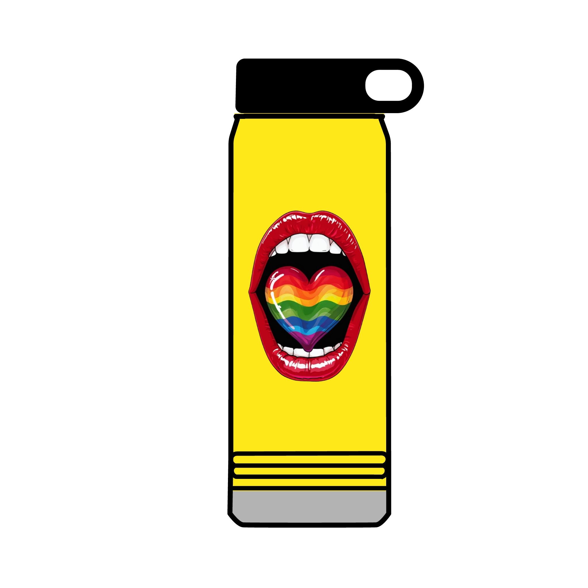 Rainbow Heart  Tongue 32oz Water Bottle - LGBTQ+ Pride Water Flask