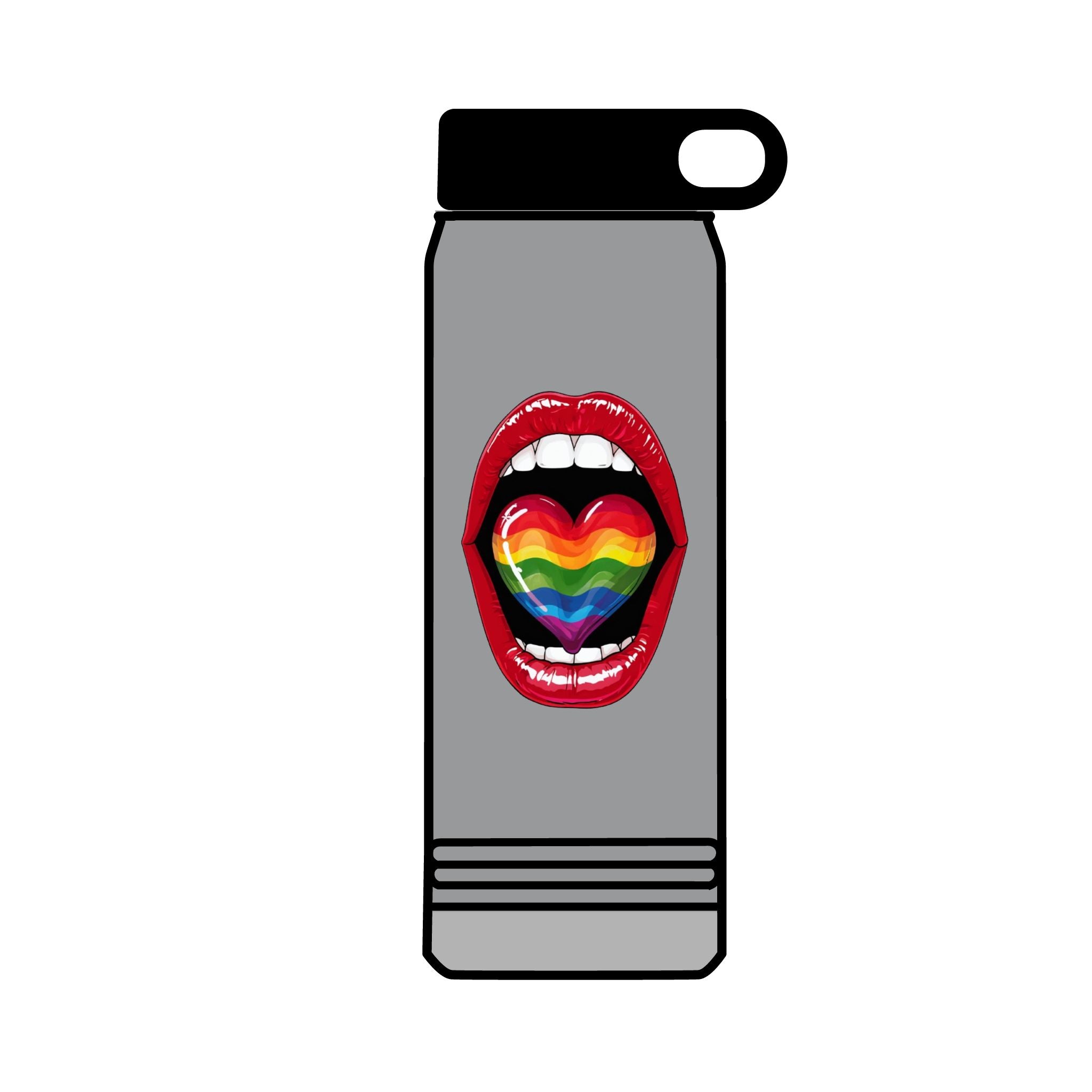 Rainbow Heart  Tongue 32oz Water Bottle - LGBTQ+ Pride Water Flask