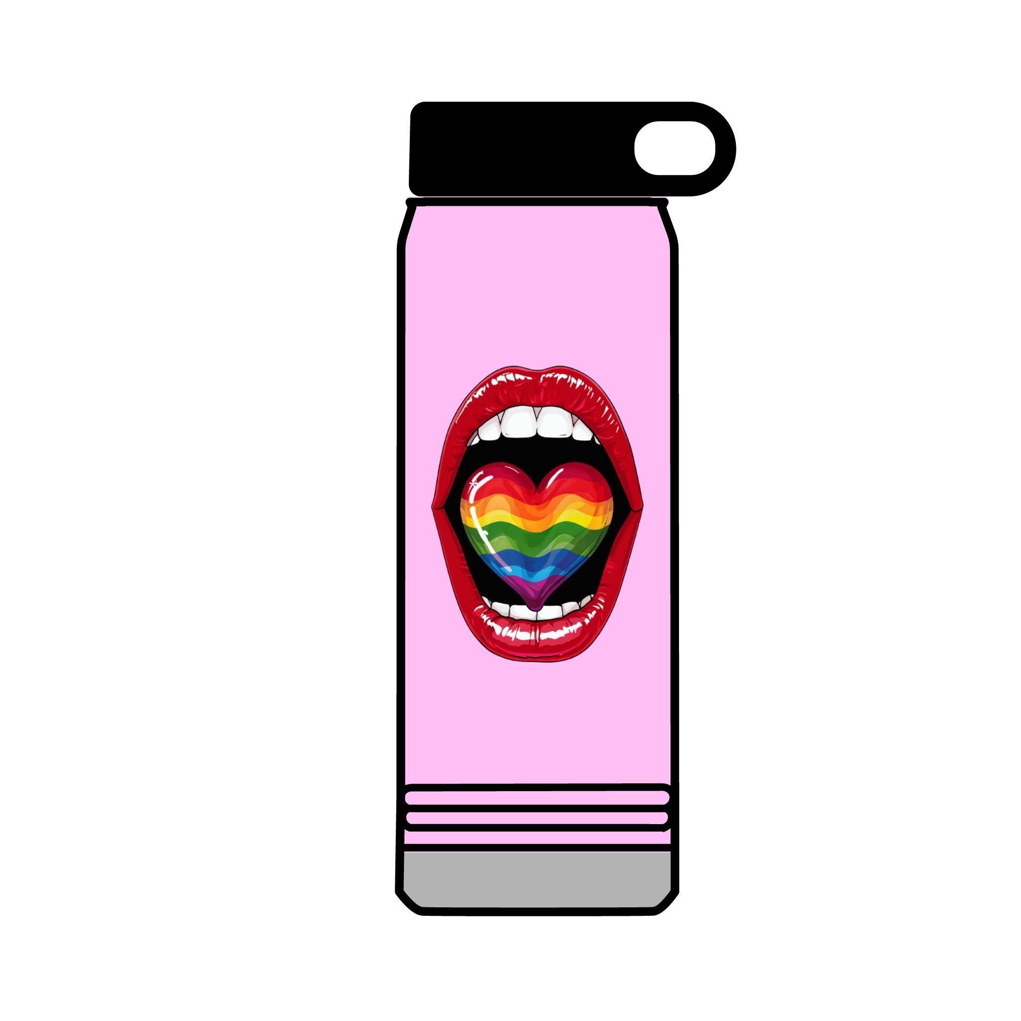Rainbow Heart  Tongue 32oz Water Bottle - LGBTQ+ Pride Water Flask