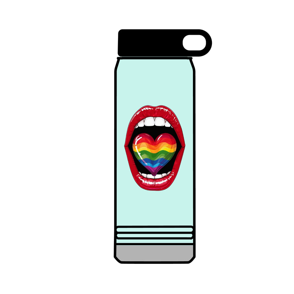 Rainbow Heart  Tongue 32oz Water Bottle - LGBTQ+ Pride Water Flask