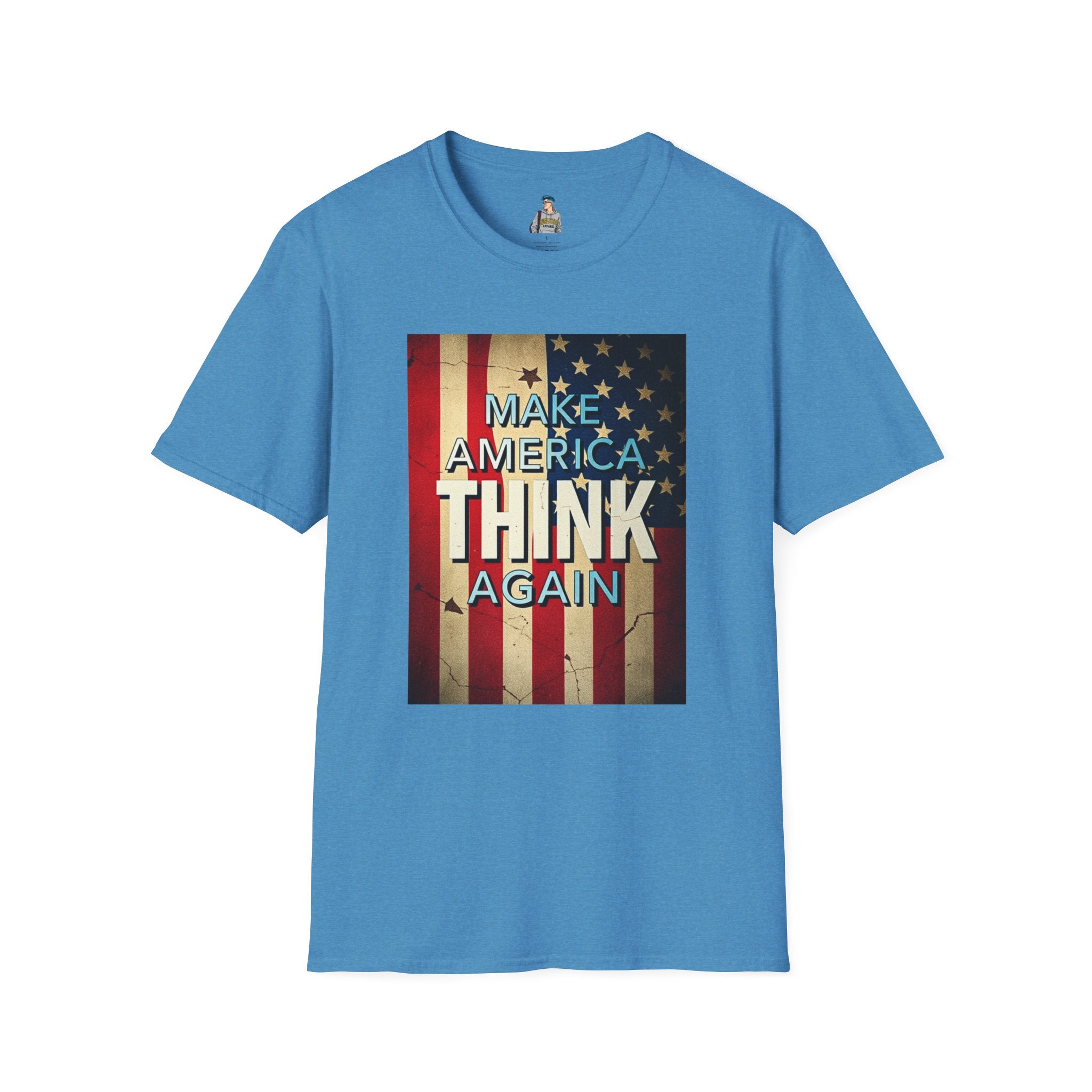 American Patriot Pride Unisex Softstyle T-Shirt, Make America Think Again Political Tee