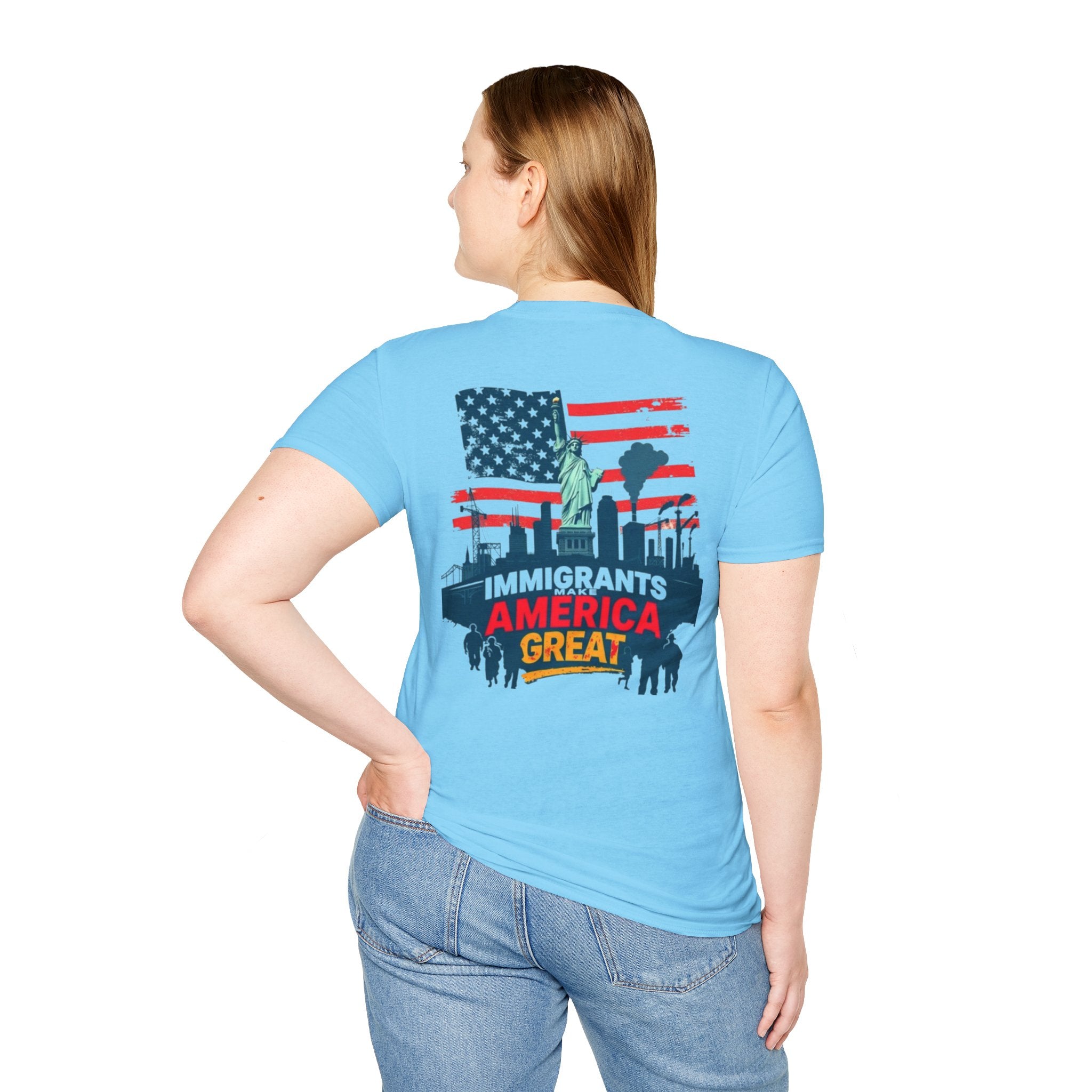 Immigrants Make America Great T-Shirt Estoy Contigo (I Am With You) Unisex Softstyle T-Shirt Classic Protest Tee