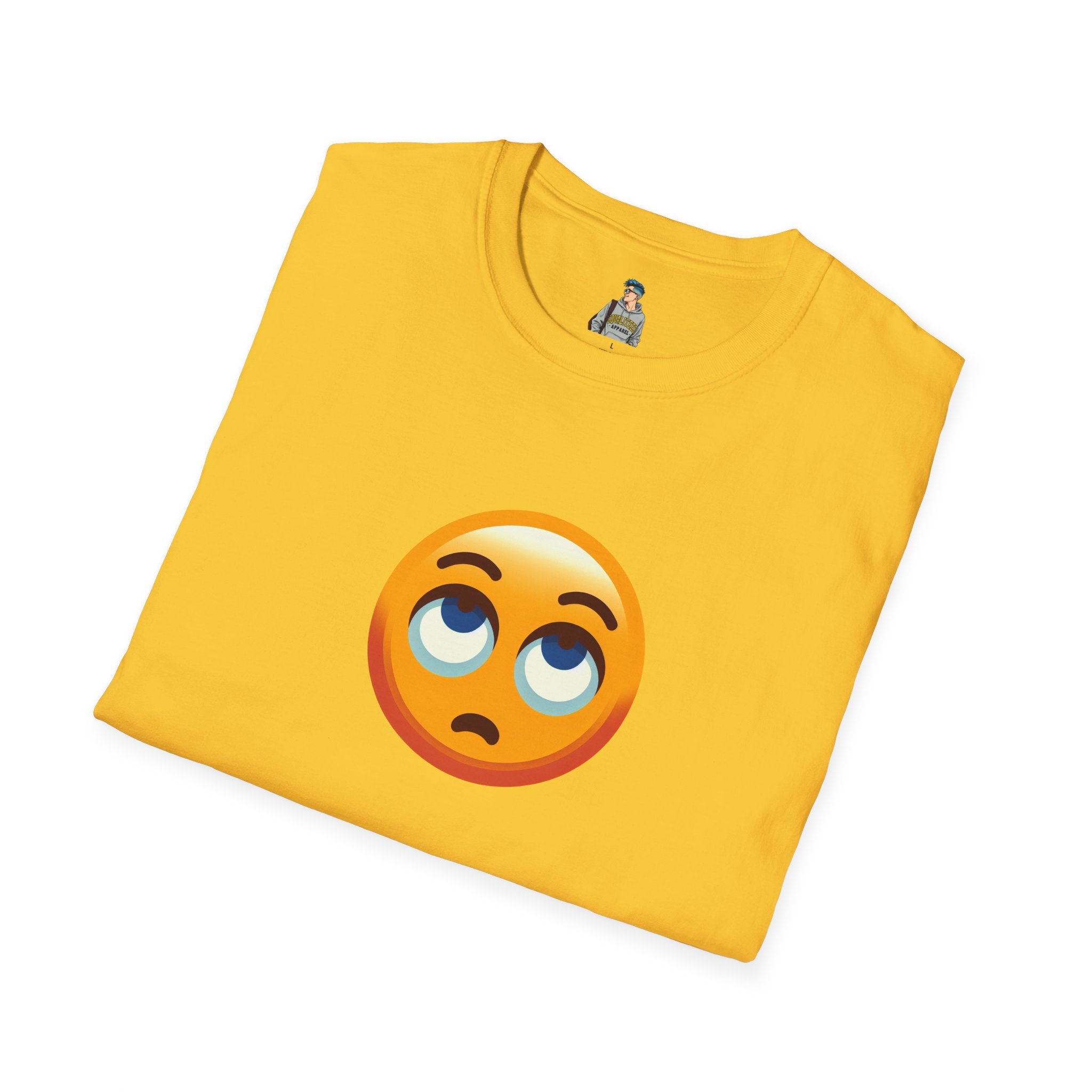 Unisex Softstyle T-Shirt with Eye Roll Emoji | Casual Graphic Tee for Everyday Humor