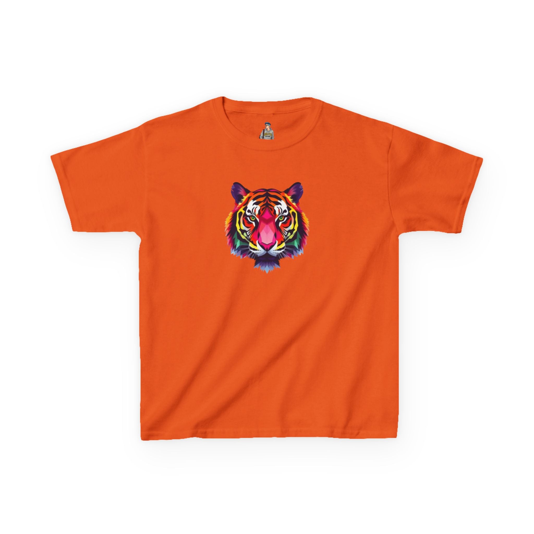 Colorful Fractal Tiger Kids Heavy Cotton Tee