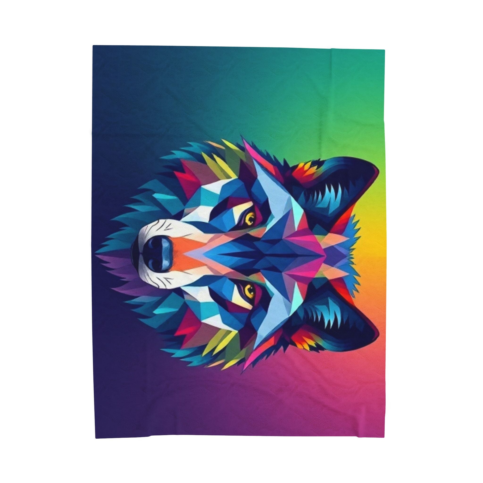 Fractal Wolf Velveteen Plush Blanket