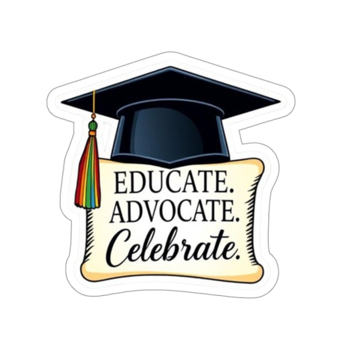 Graduation Celebration Die-Cut Stickers - Educate Advocate Celebrate