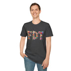 FDT Floral Letter Tee — Bold Floral Typography T-Shirt