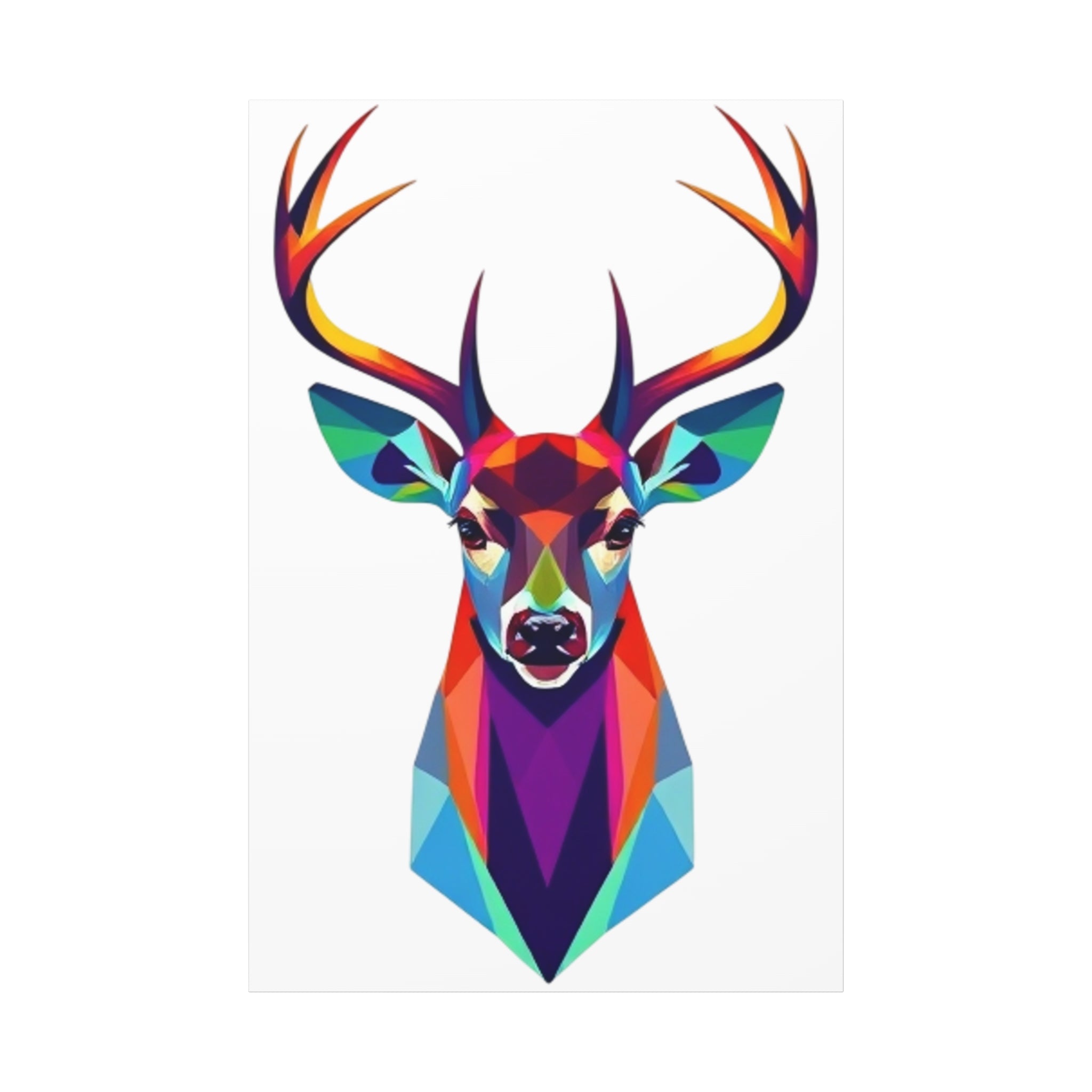 Vibrant Stag Canvas Wall Art - Colorful Geometric Deer Decor