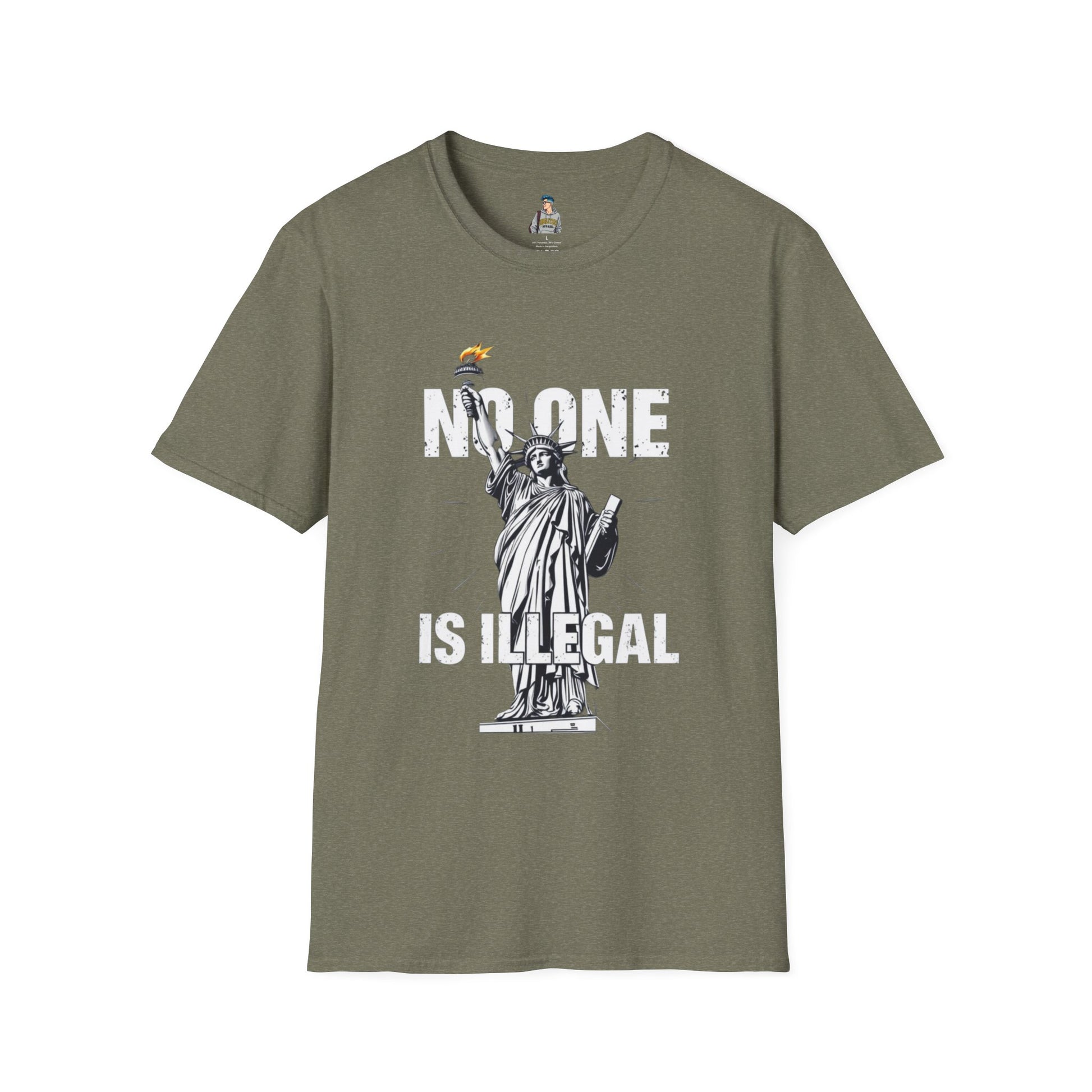 Unisex Softstyle T-Shirt - 'No One Is Illegal' Graphic Tee for Social Justice Advocates