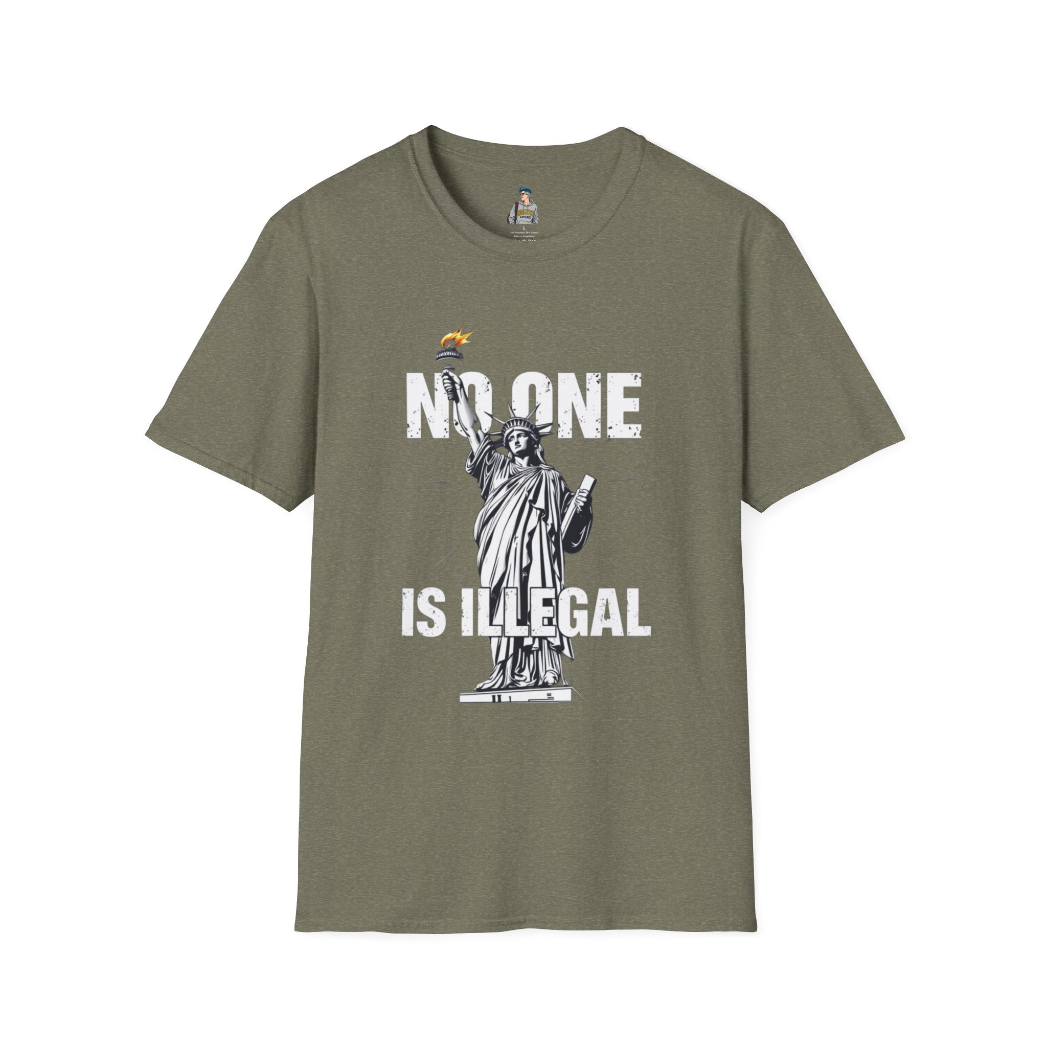 Unisex Softstyle T-Shirt - 'No One Is Illegal' Graphic Tee for Social Justice Advocates