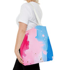 Pink, White and Blue Watercolor on Canvas Design - Tote Bag