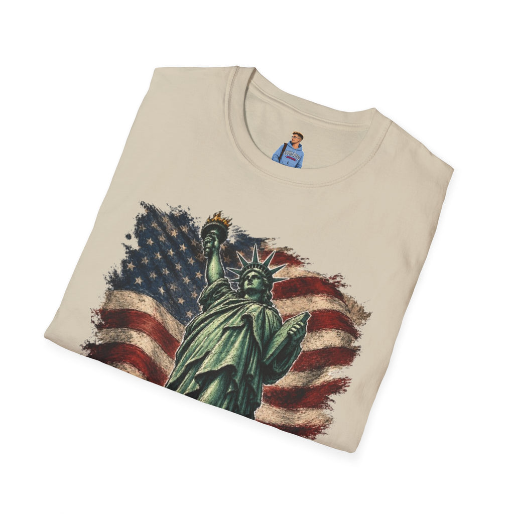 Statue of Liberty Stepping on MAGA American Flag T-Shirt — Patriotic USA Independence Day Tee