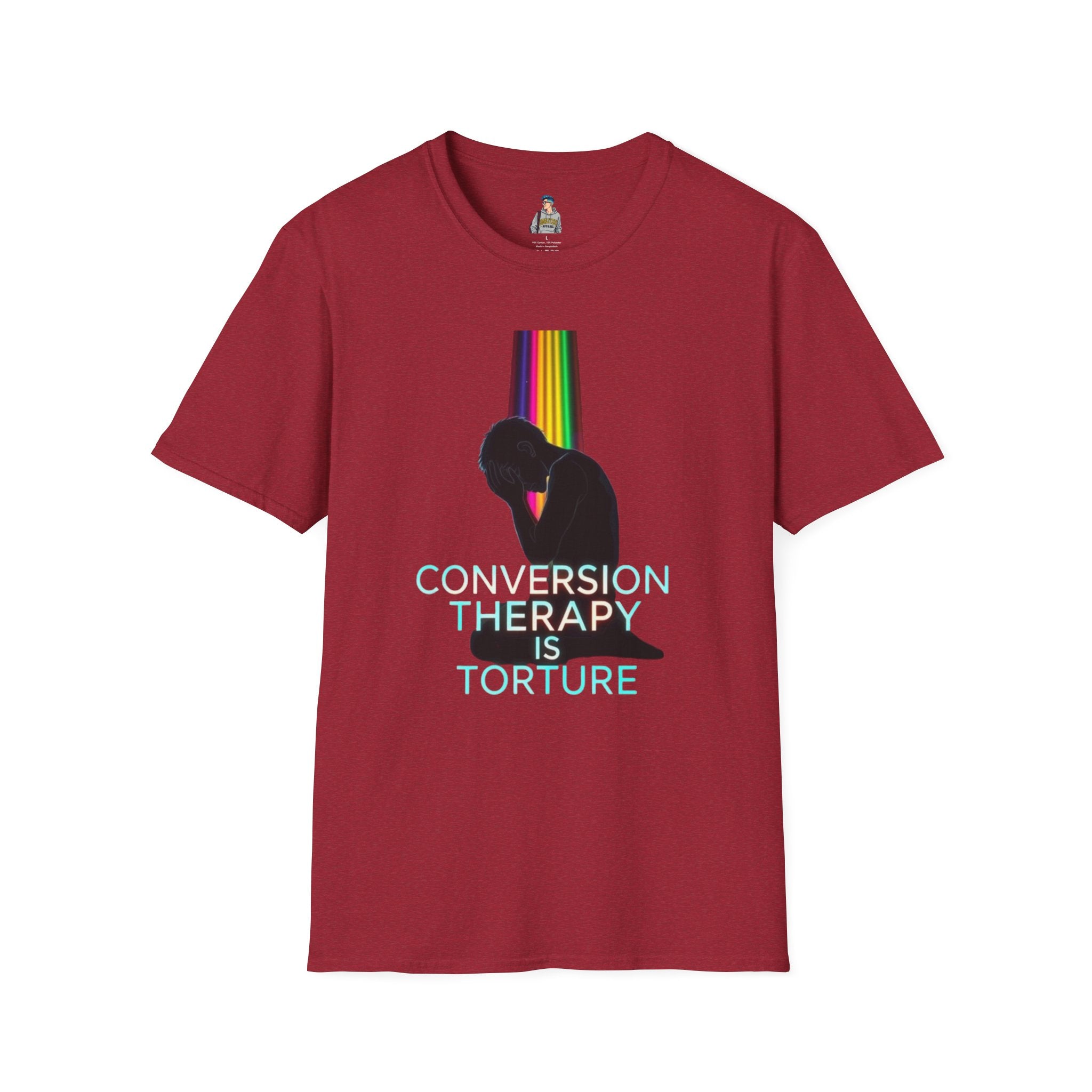 Unisex Softstyle T-Shirt: "Conversion Therapy is Torture" & "We All Belong" - LGBTQ+ Empowerment Tee