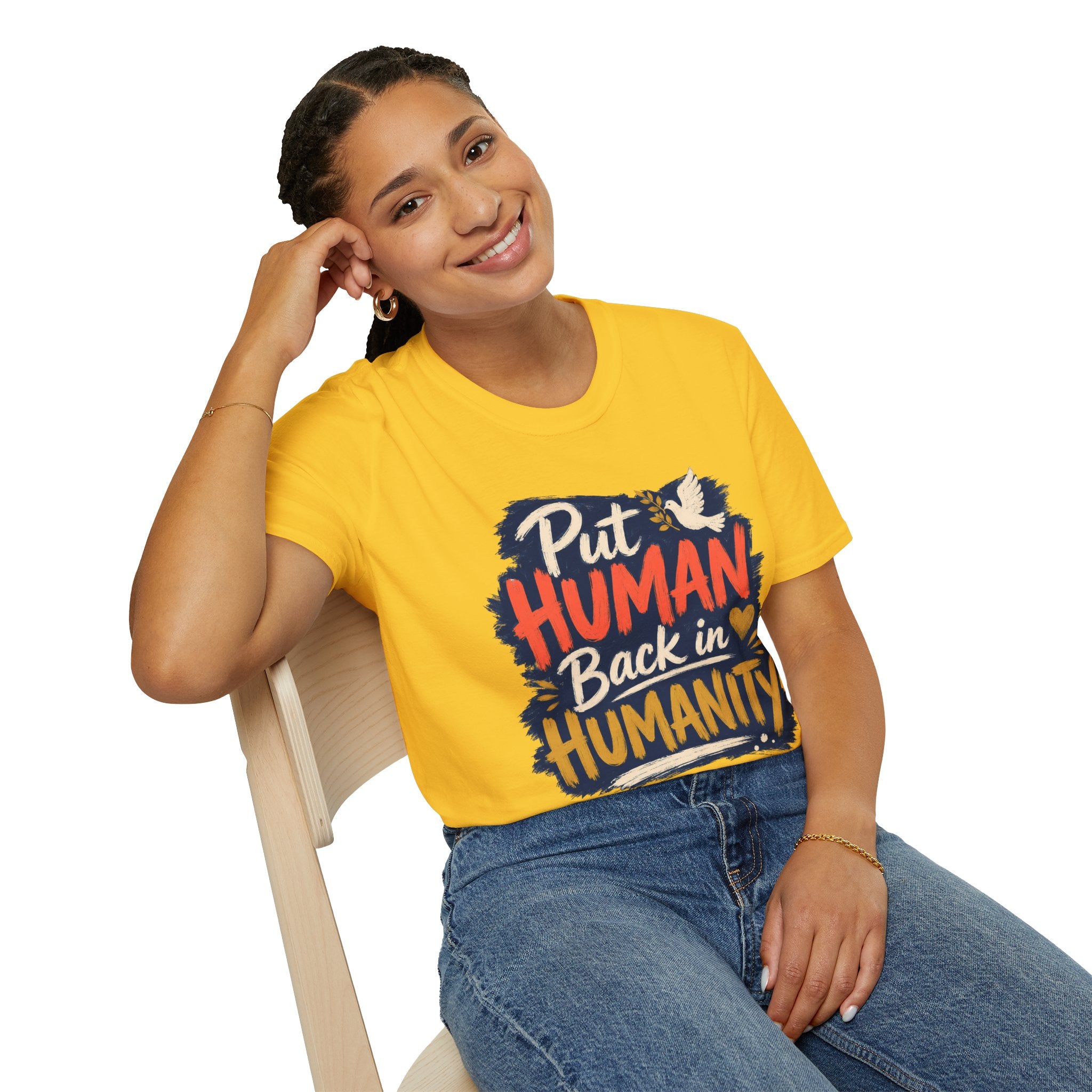 Put Human Back in Humanity T-Shirt — Inspirational Peace Dove Tee