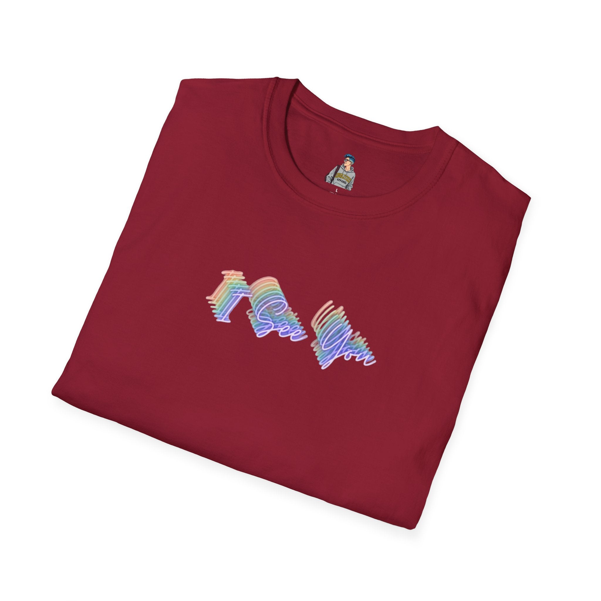 I See You Unisex Softstyle T-Shirt - Colorful Wave Design for LGBTQ+ Visibility
