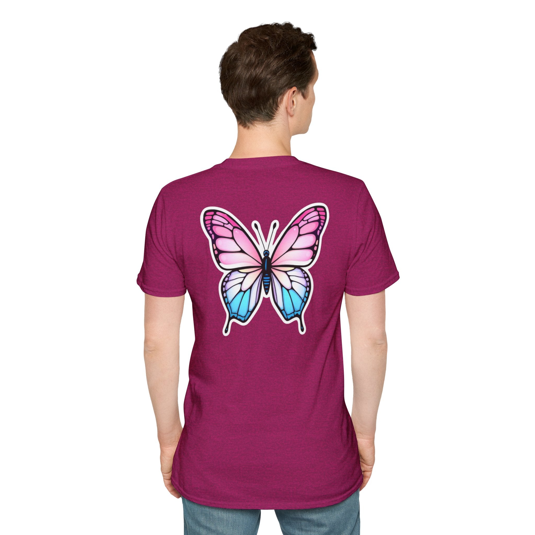 Trans Caterpillar to Butterfly Transformation T-Shirt, Unisex Graphic T-Shirt