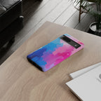 Android OR iPhone Compatible Cases - Pink and Blue Color Splash Design