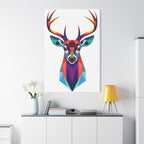 Vibrant Stag Canvas Wall Art - Colorful Geometric Deer Decor