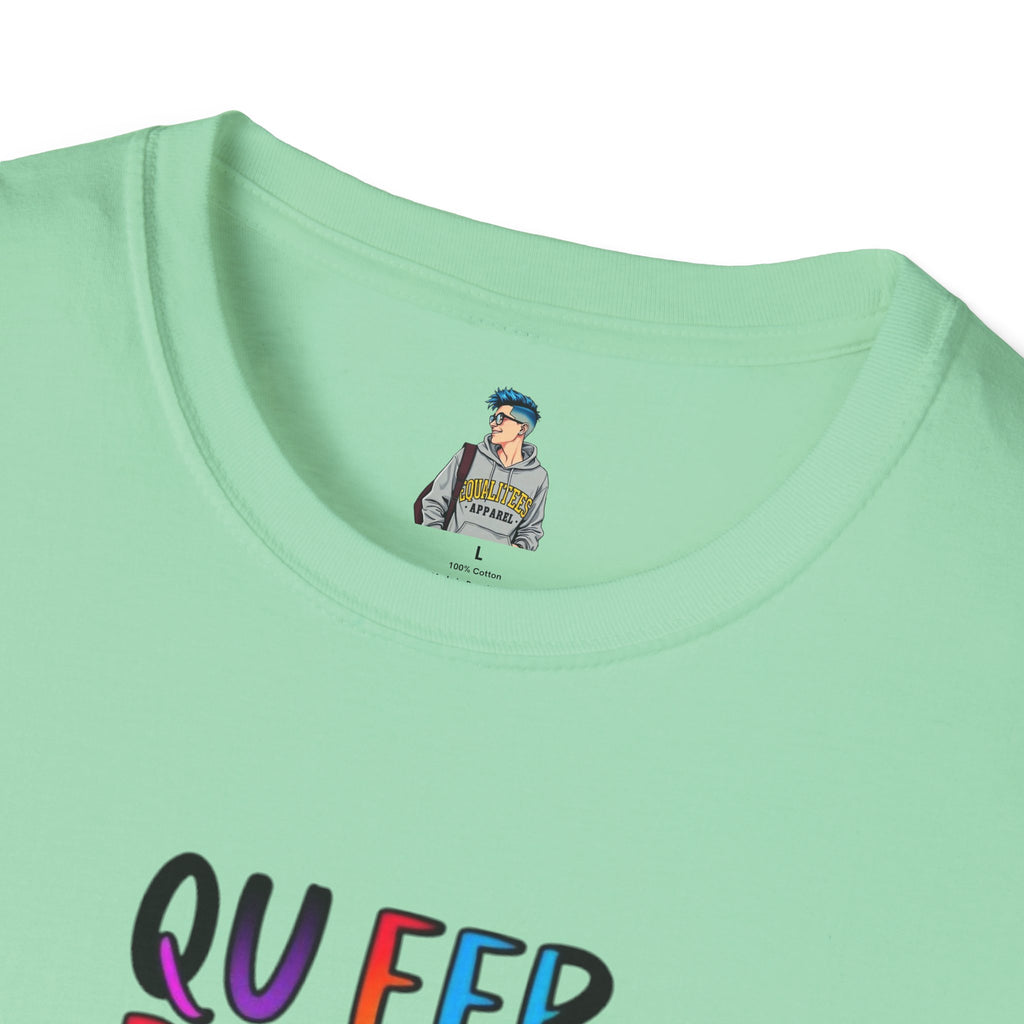 Queer Pride Unisex Softstyle T-Shirt - "Queer People Belong Everywhere"