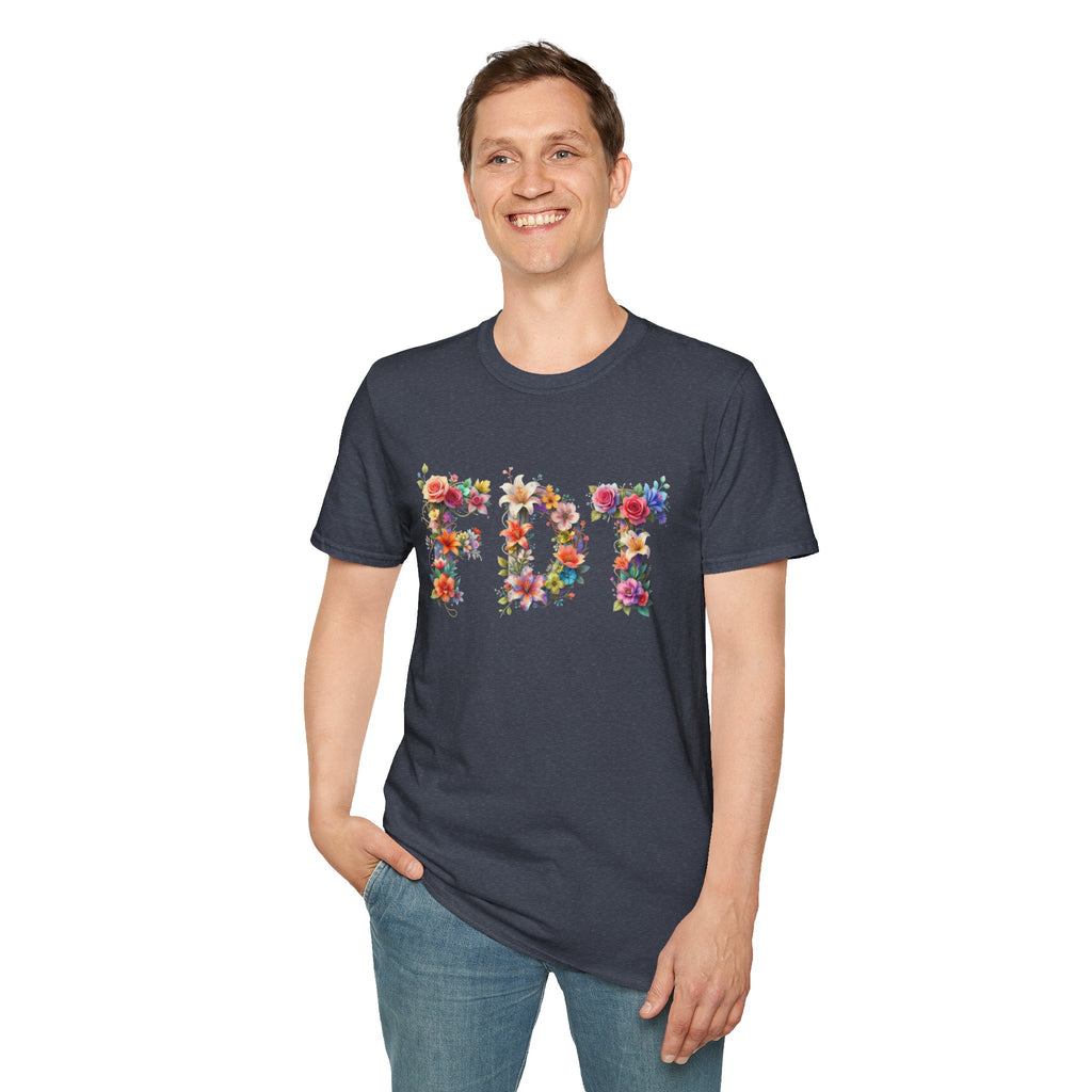 FDT Floral Letter Tee — Bold Floral Typography T-Shirt
