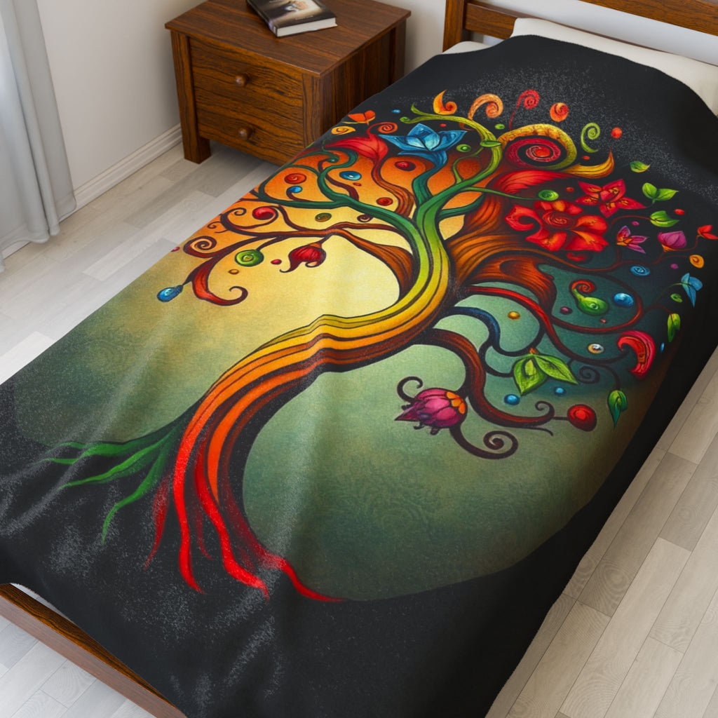 Diversity Tree Velveteen Plush Blanket – For Comfort and Warmth
