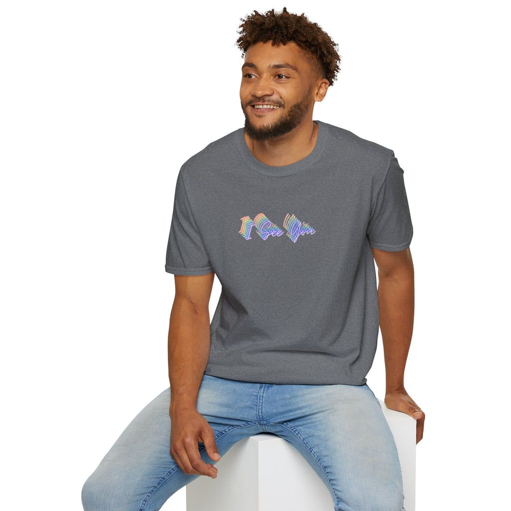 I See You Unisex Softstyle T-Shirt - Colorful Wave Design for LGBTQ+ Visibility