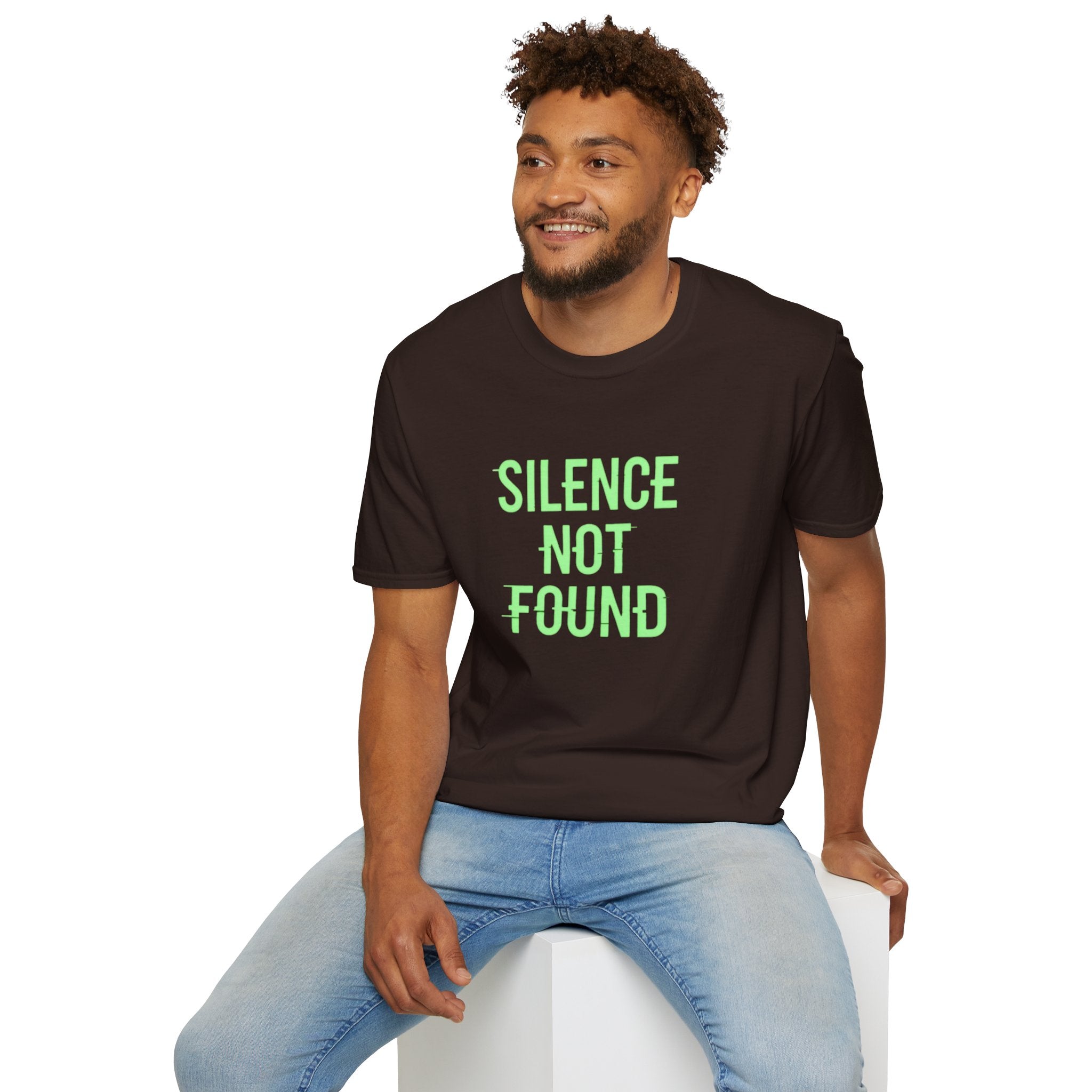 Silence Not Found T-Shirt — Bold Neon Text Tee