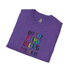 Queer Pride Unisex Softstyle T-Shirt - "Queer People Belong Everywhere"