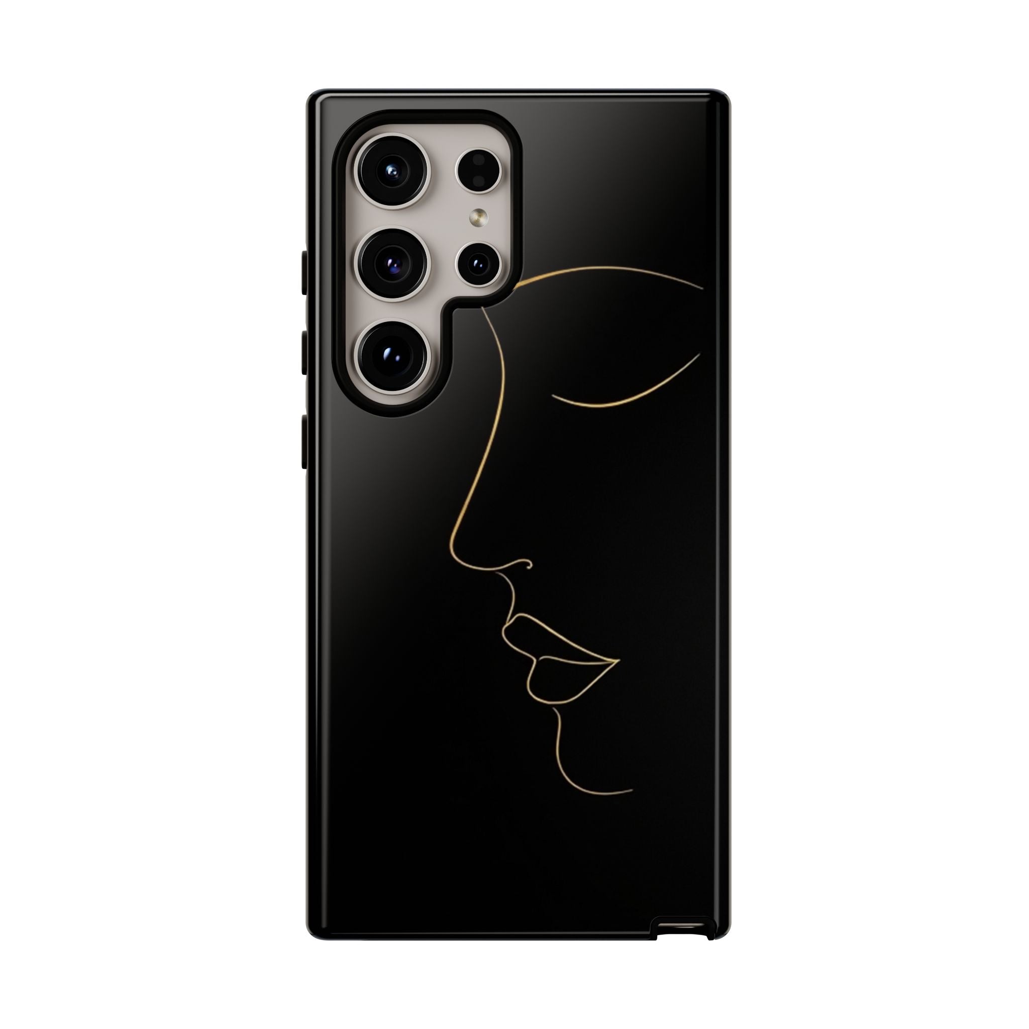 Android OR iPhone Compatible Cases - Gold Line Face Design - Unique Tough Cases