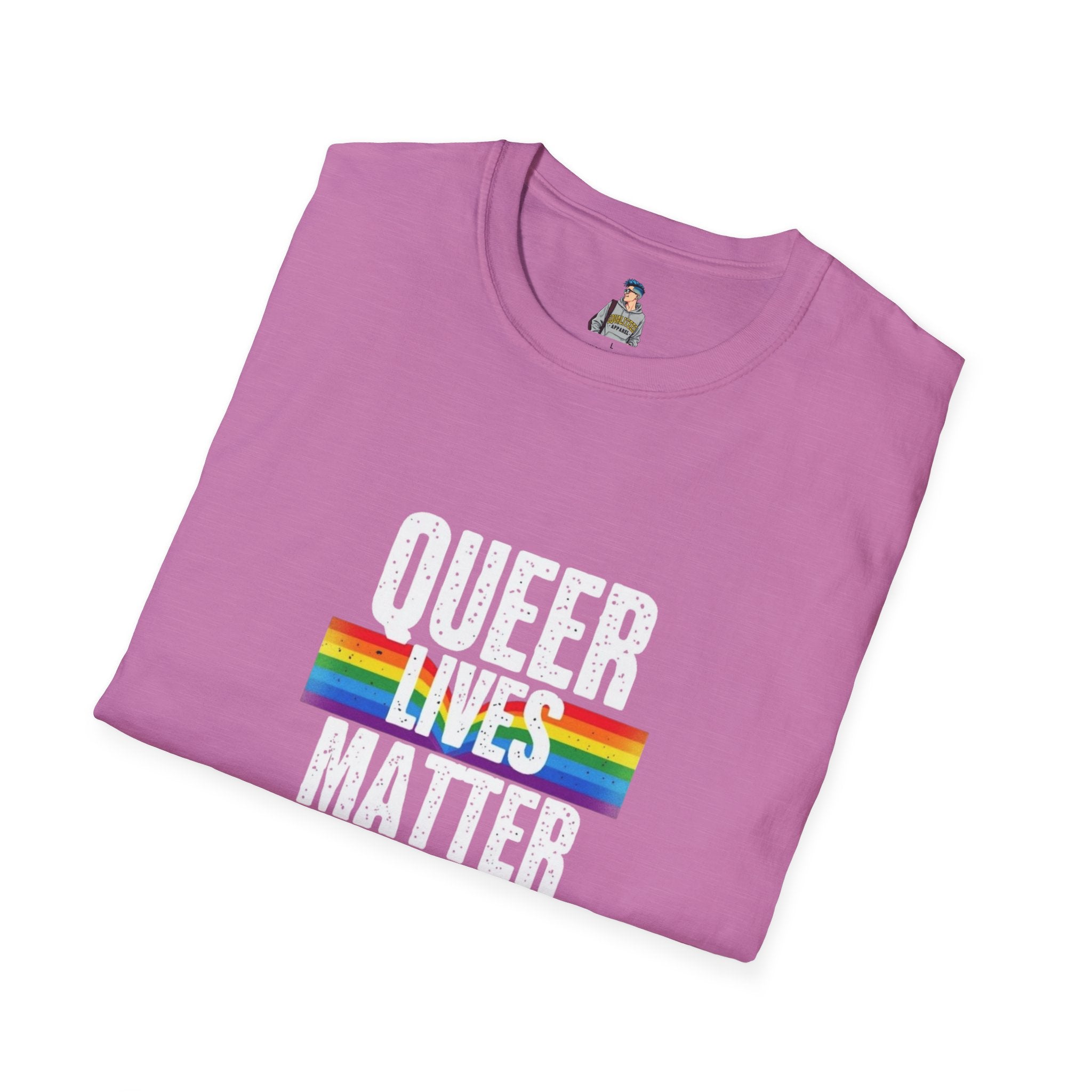 Queer Lives Matter Unisex Softstyle T-Shirt - Support LGBTQ+ Rights