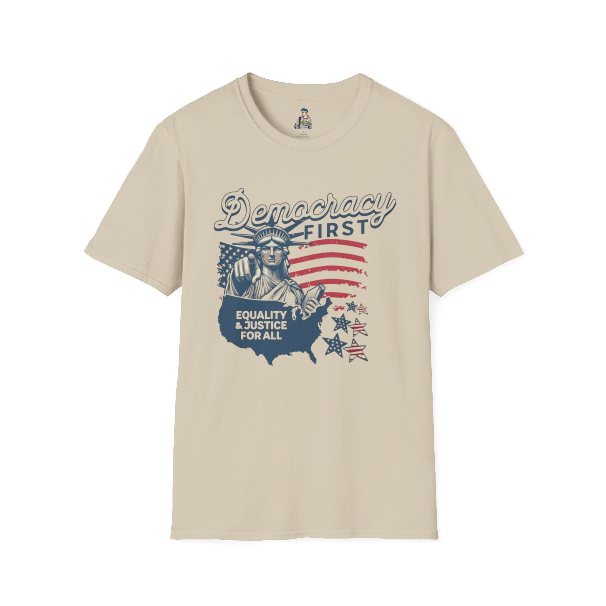 Democracy First T-Shirt | Unisex Softstyle Tee for Equality & Justice