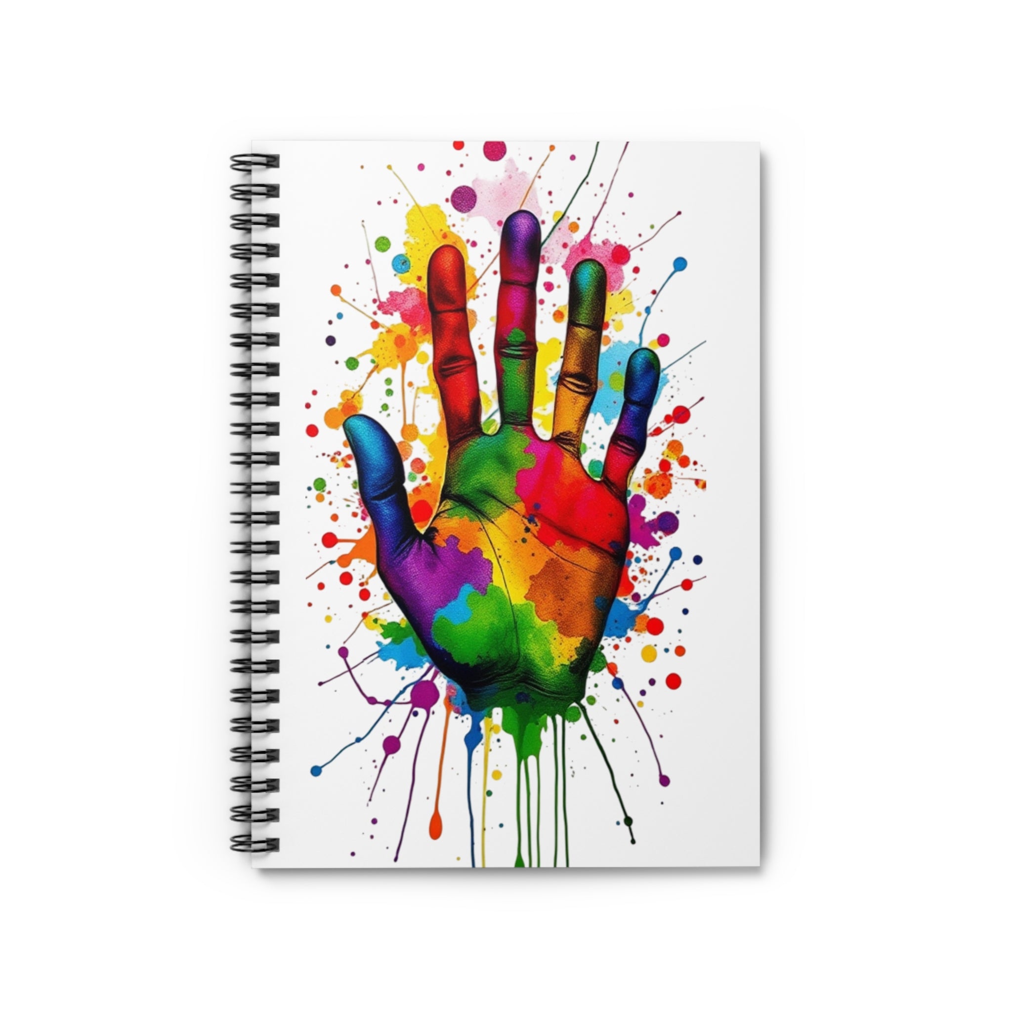 Vibrant Handprint Spiral Notebook - Colorful Ruled Line Journal for Creative Souls