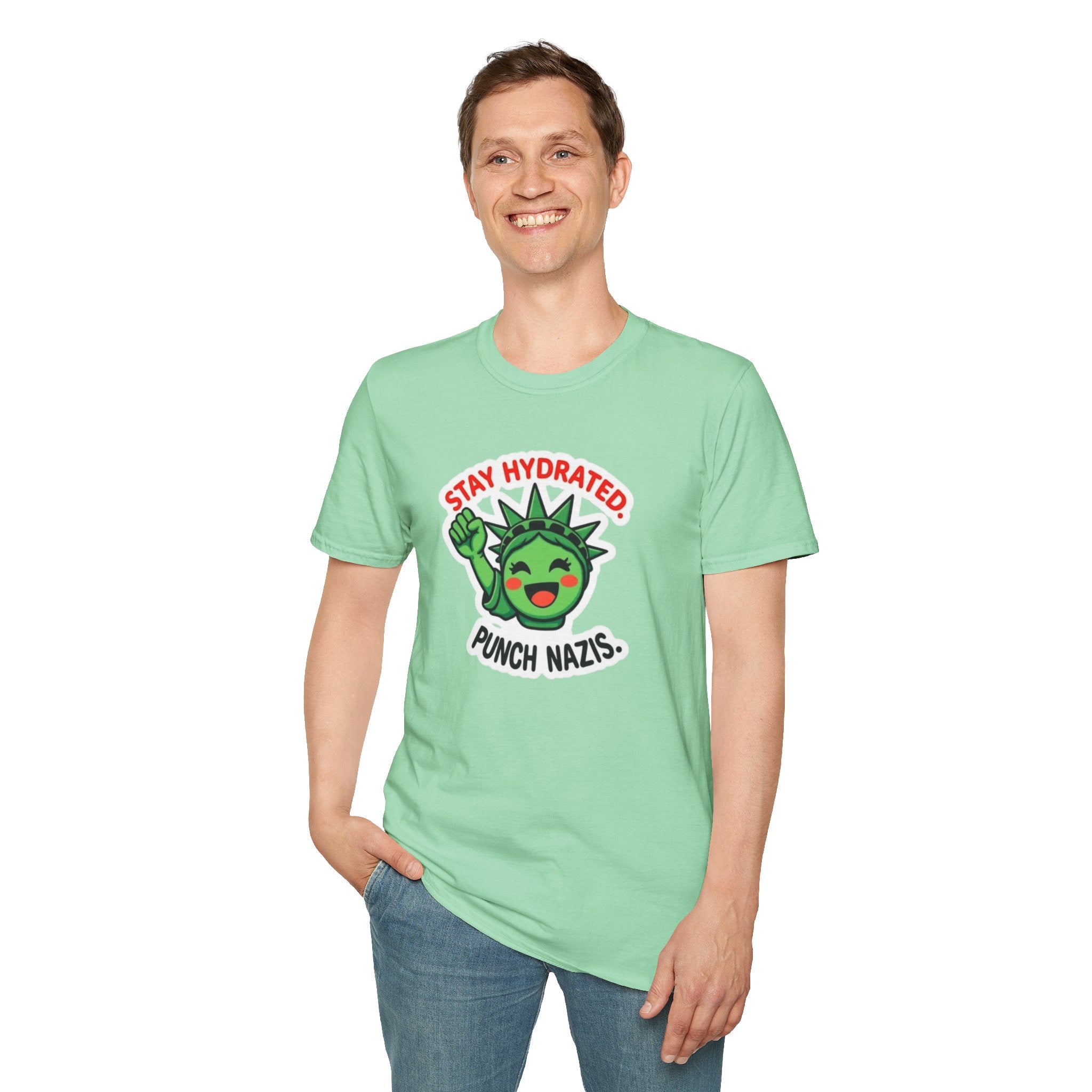 Stay Hydrated, Punch Nazis Funny Political Activism Tee