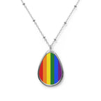 Rainbow Pride Oval Necklace - Stylish Silver Pendant for Inclusivity and Celebration