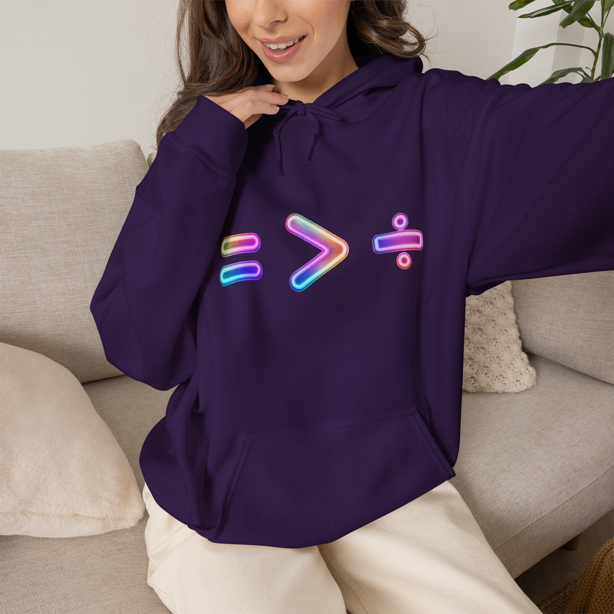 Equality is Greater than Division Neon Style Pullover Hoodie
