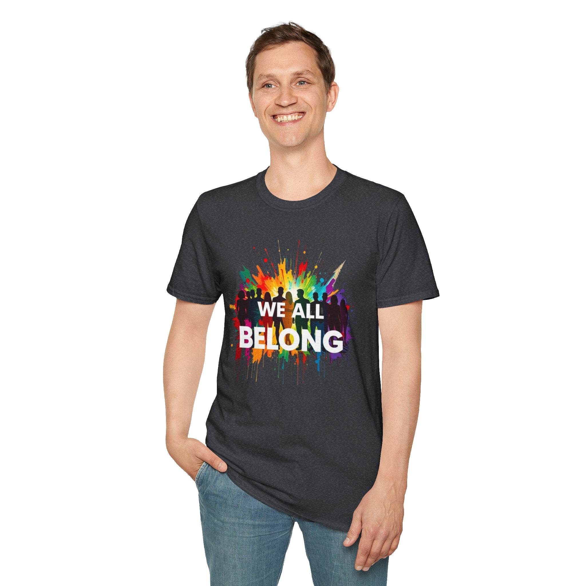 We All Belong Unisex Softstyle T-Shirt - Colorful Pride Tee