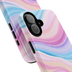 Pastel Marble Tough Phone Case iPhone — Swirled Pink & Blue Protective Cover