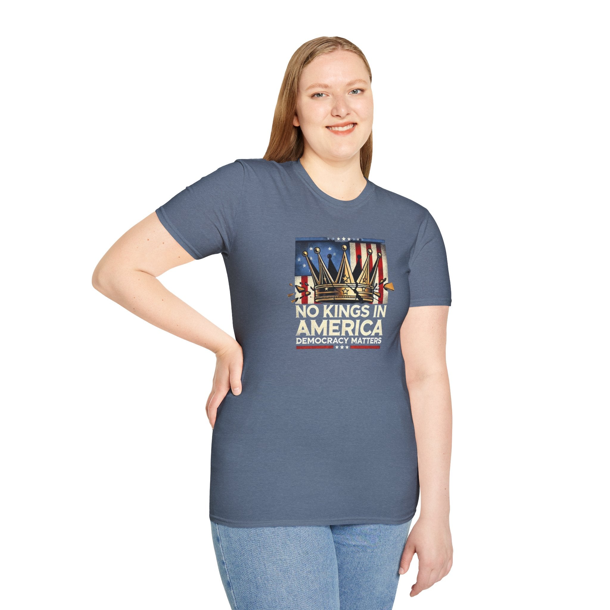 No Kings in America-Democracy Matters  Unisex Softstyle T-Shirt