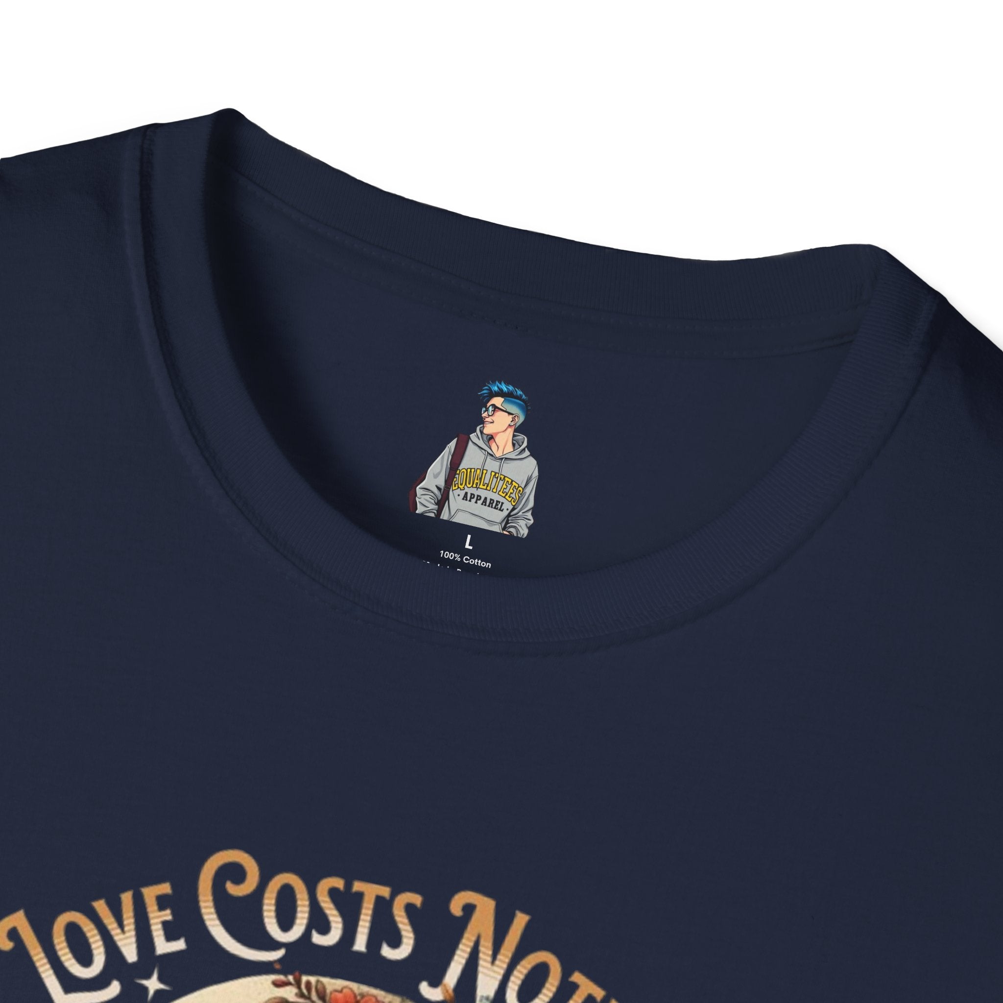 Unisex Softstyle T-Shirt - Love Costs Nothing, Give It Away Floral Peace Design