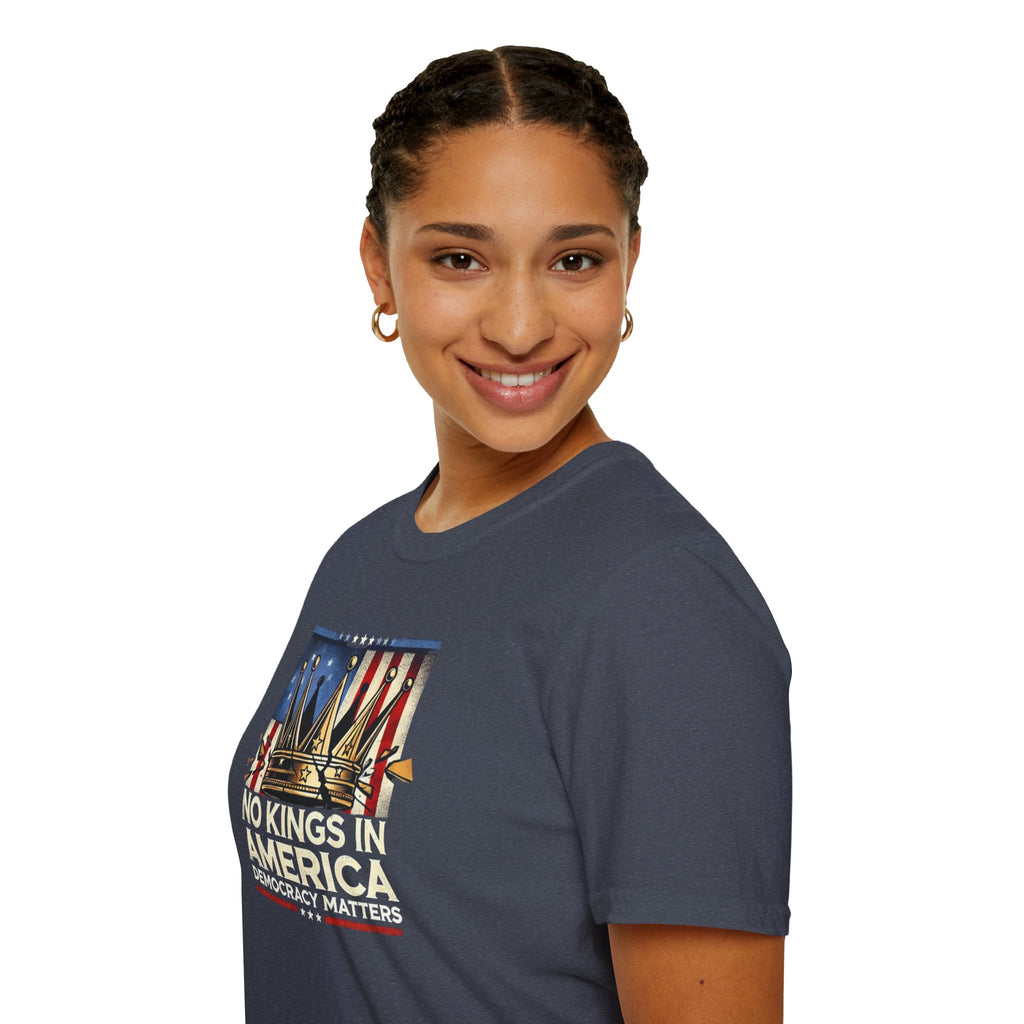No Kings in America-Democracy Matters  Unisex Softstyle T-Shirt