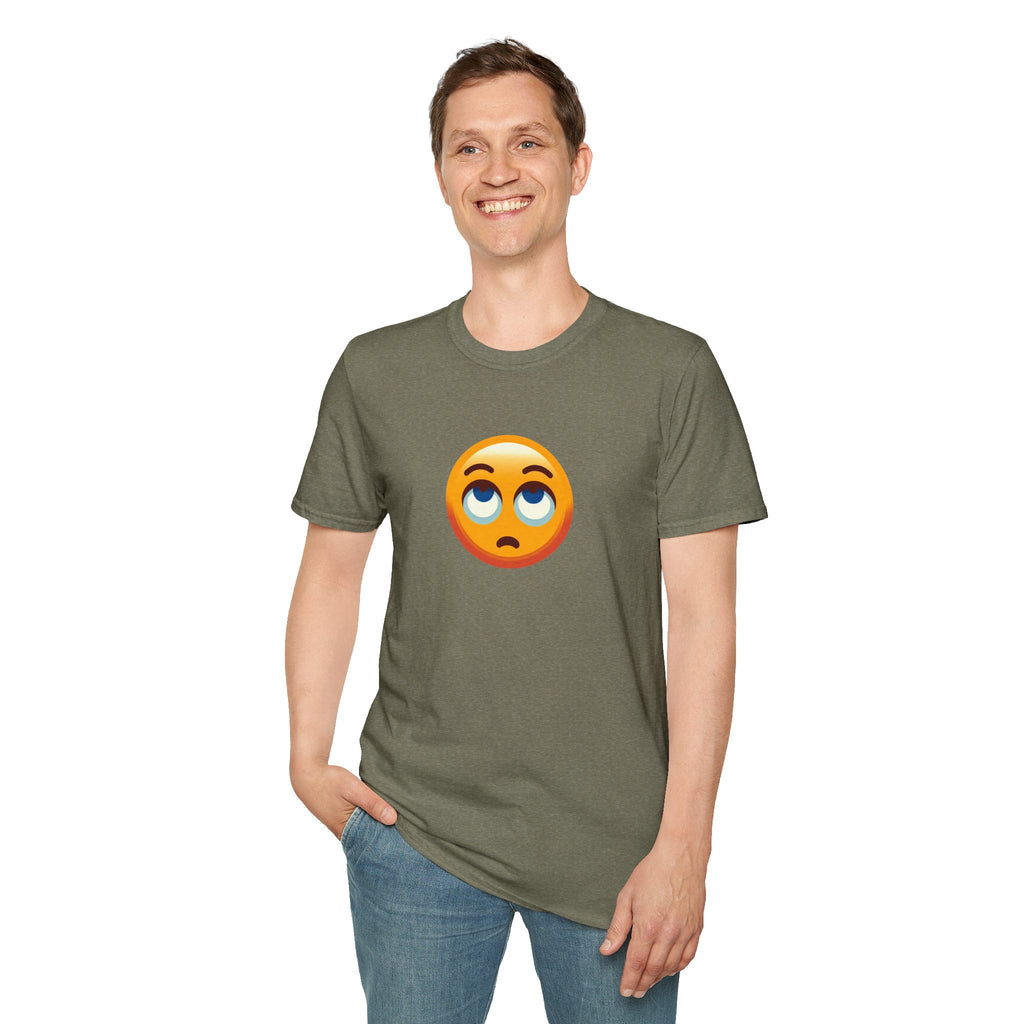 Unisex Softstyle T-Shirt with Eye Roll Emoji | Casual Graphic Tee for Everyday Humor